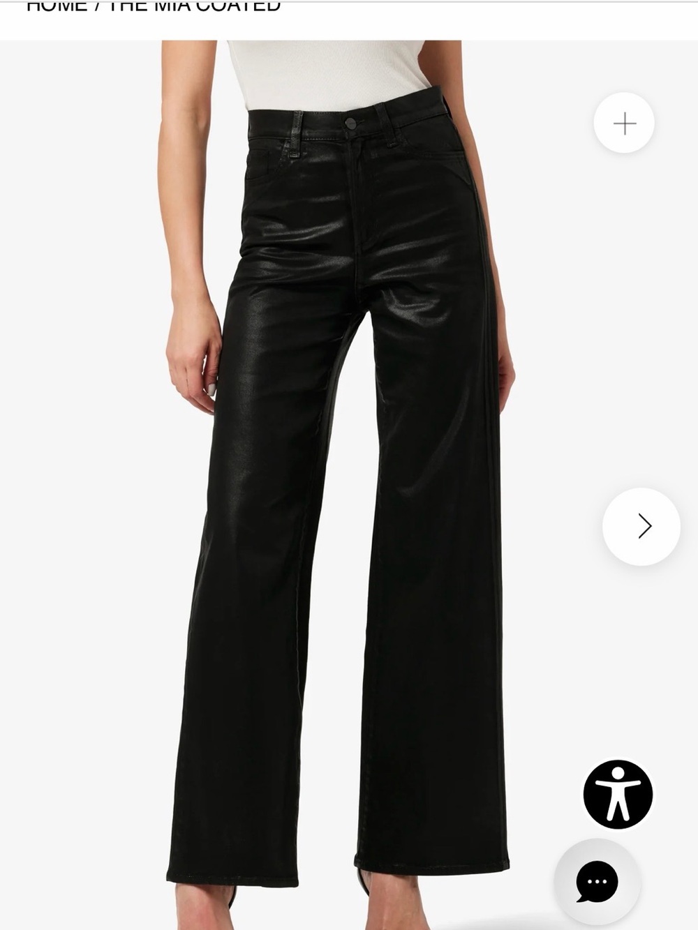 Joe's Jeans Mia Black Wide-Leg Coated Denim Jeans